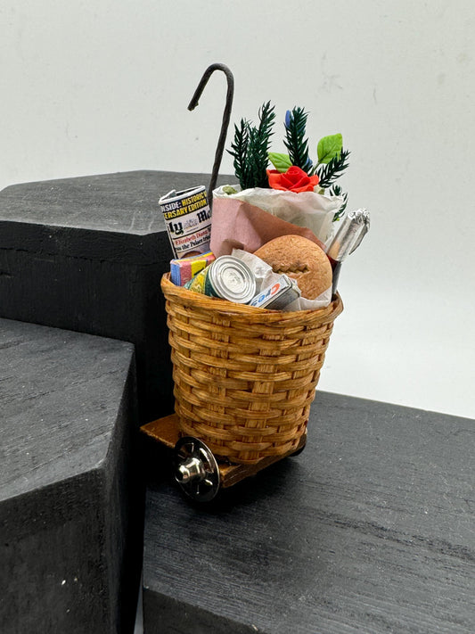 Dolls House Miniatures shopping trolley basket