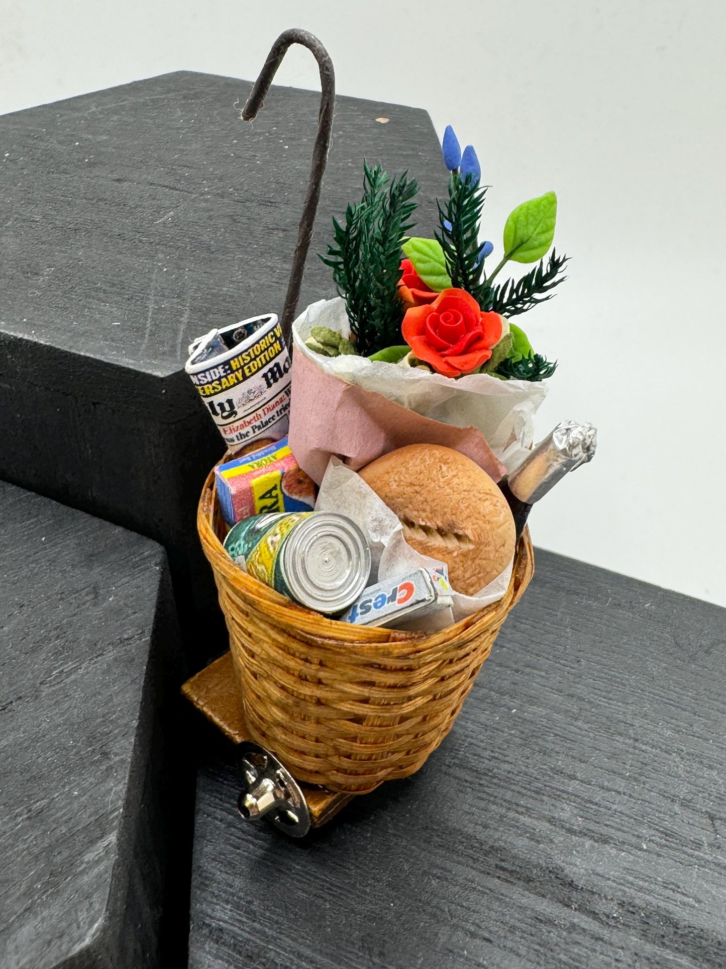 Dolls House Miniatures shopping trolley basket