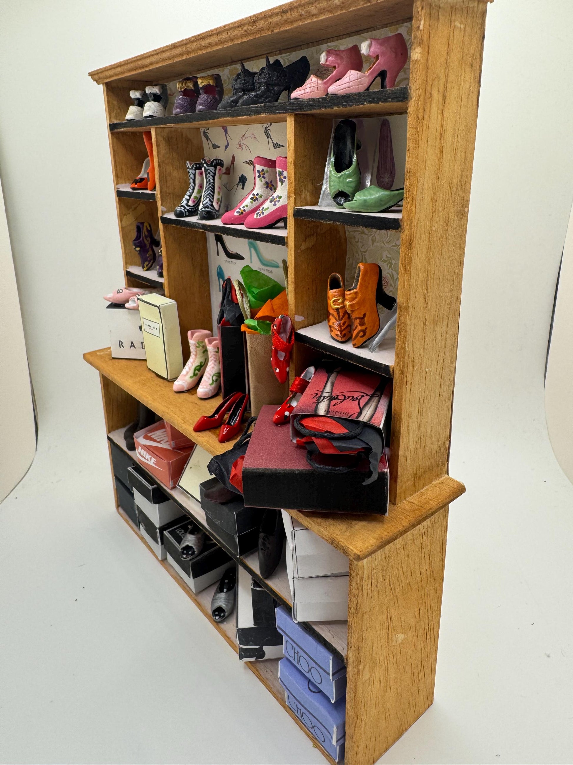 Dolls House Miniatures - 1/12th  - Step in Time /Shoe shop display /  Dresser / Hutch