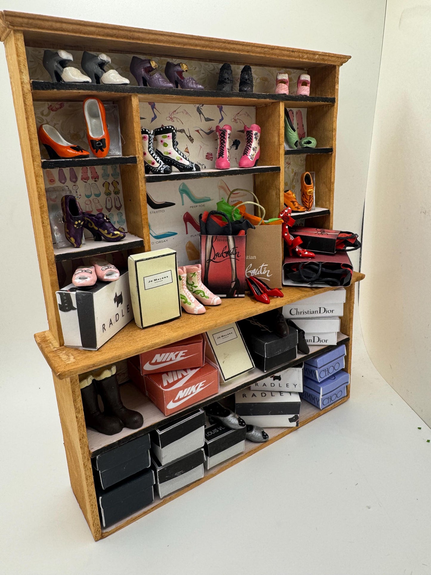 Dolls House Miniatures - 1/12th  - Step in Time /Shoe shop display /  Dresser / Hutch