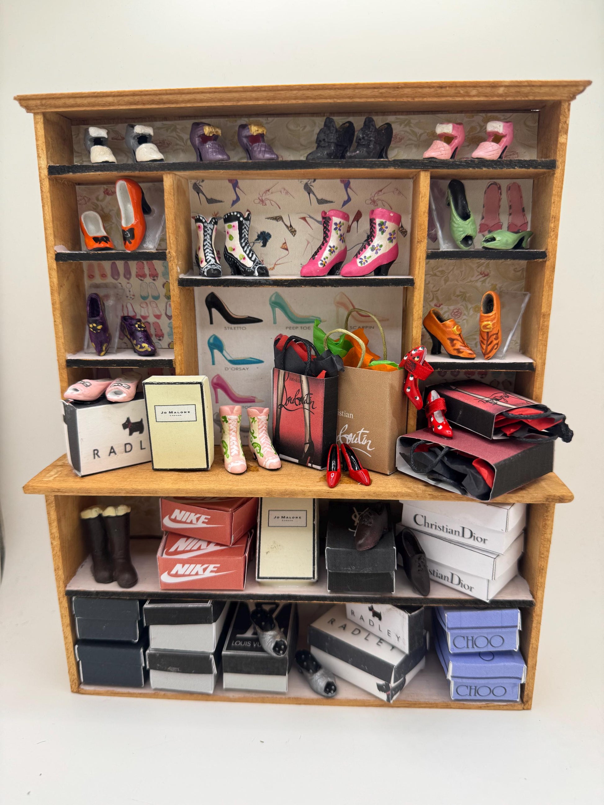 Dolls House Miniatures - 1/12th  - Step in Time /Shoe shop display /  Dresser / Hutch