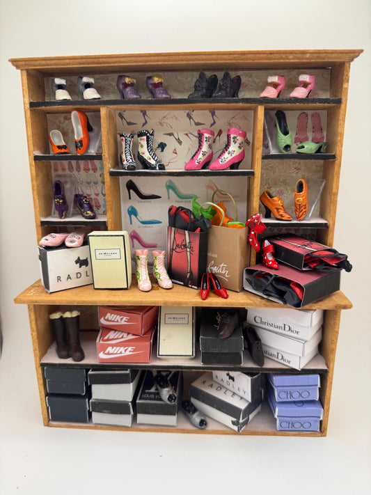 Dolls House Miniatures - 1/12th  - Step in Time /Shoe shop display /  Dresser / Hutch