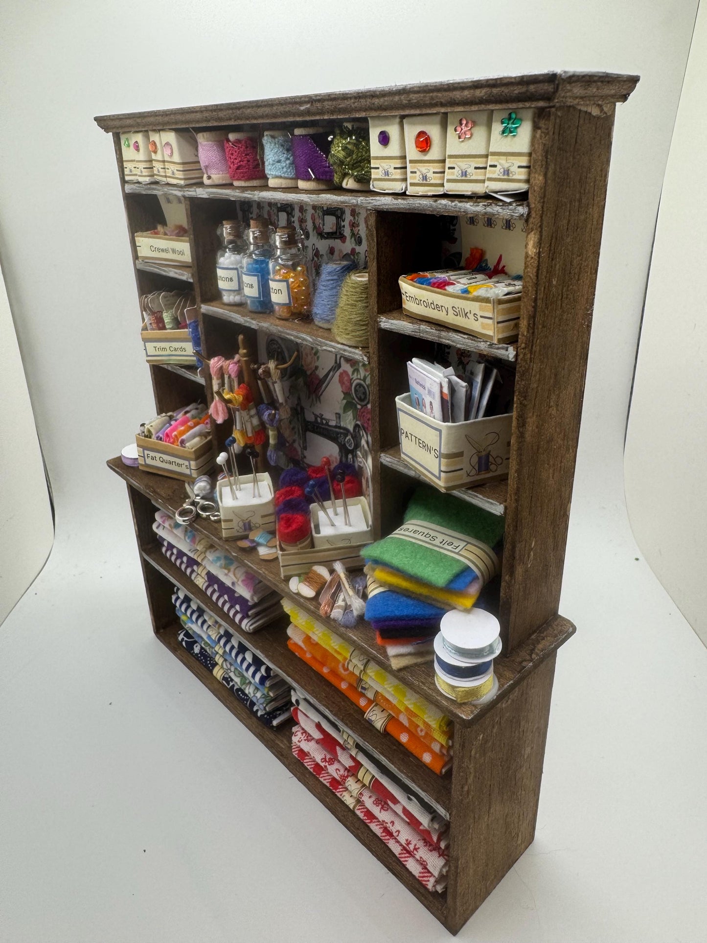 Dolls House Miniatures - 1/12th  - Haberdashery Sewing Dresser / Hutch