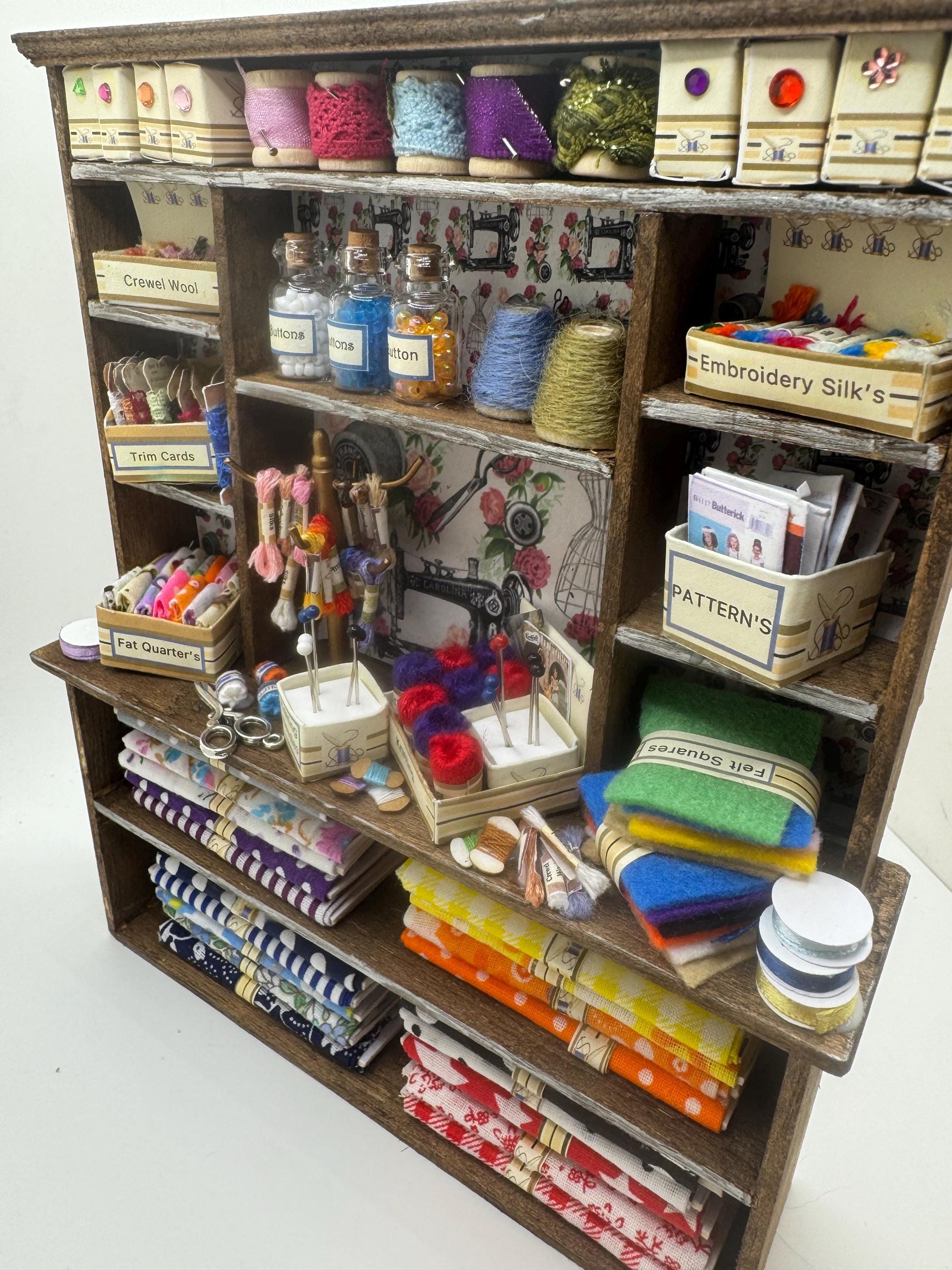 Dolls House Miniatures - 1/12th  - Haberdashery Sewing Dresser / Hutch