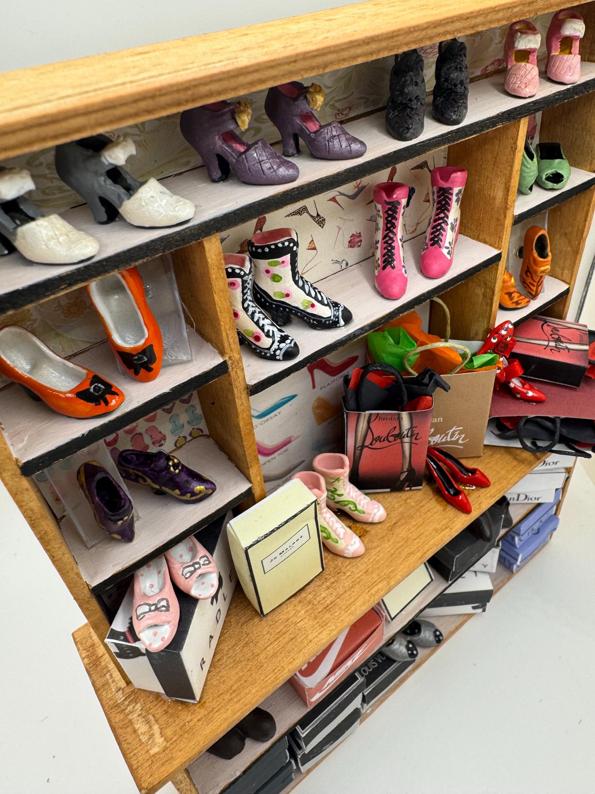 Dolls House Miniatures - 1/12th  - Step in Time /Shoe shop display /  Dresser / Hutch