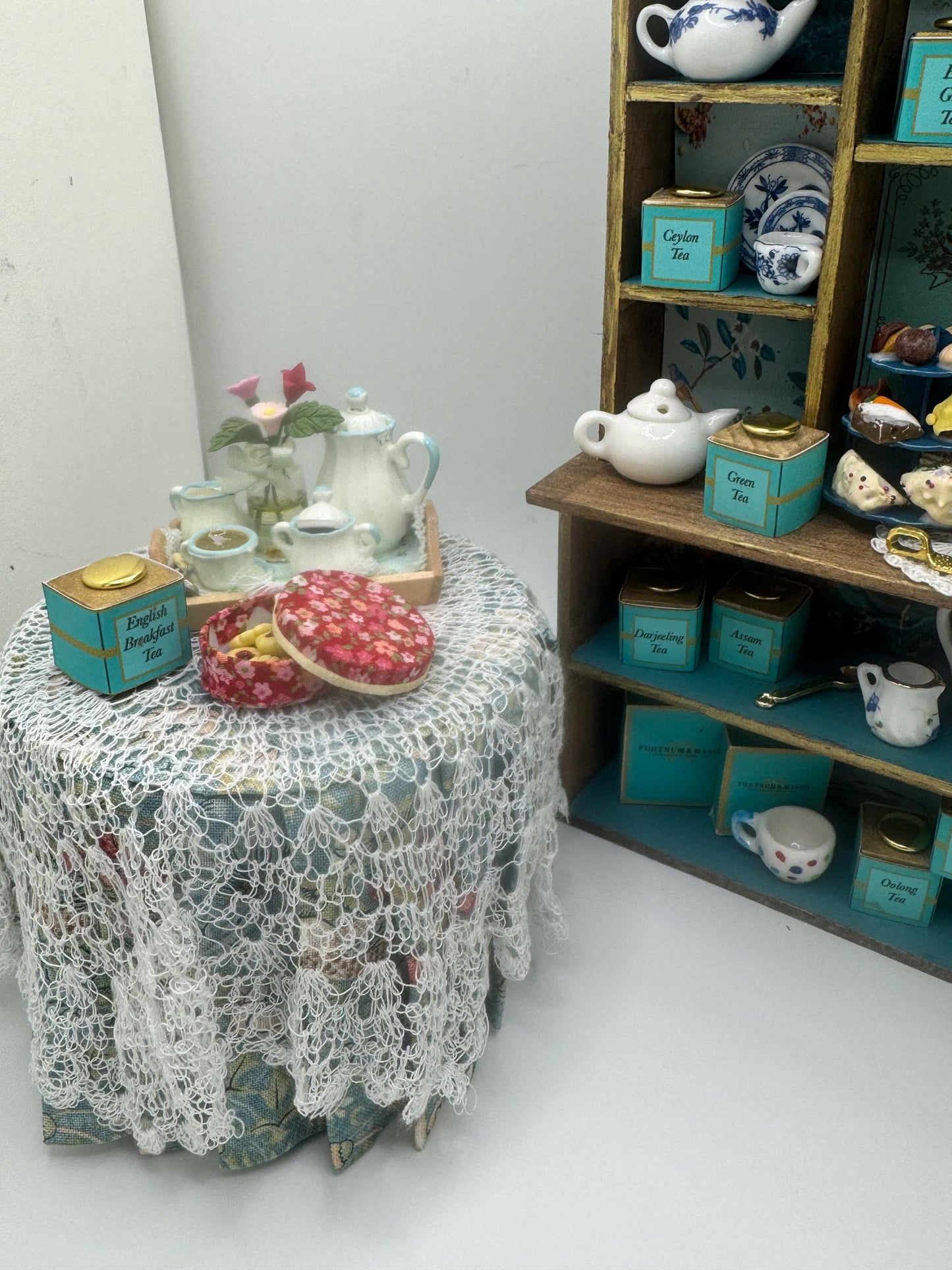 Dolls House Miniatures - 1/12th  - Time for Tea / Tea shop display /  Dresser / Hutch and separate Table