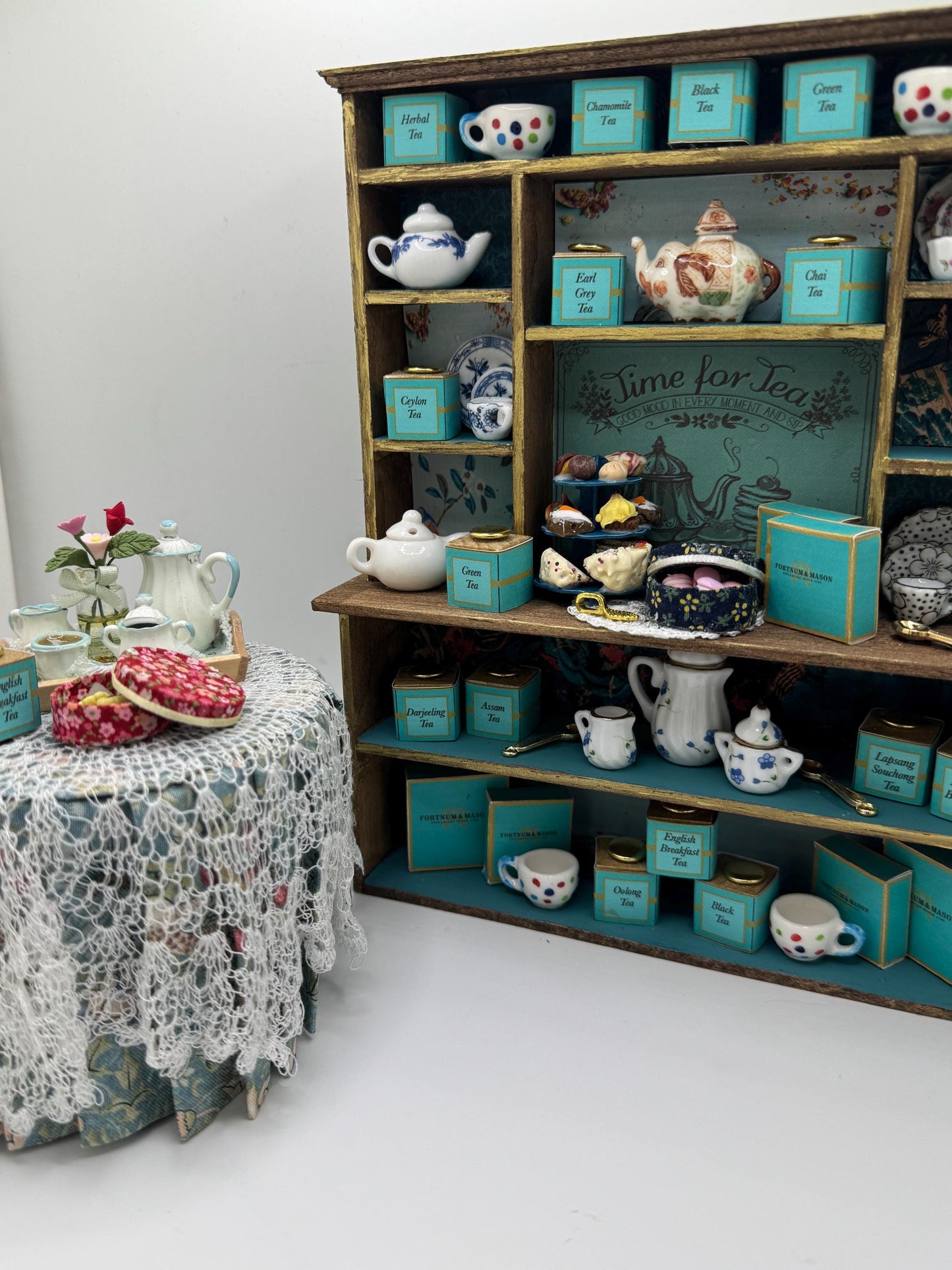 Dolls House Miniatures - 1/12th  - Time for Tea / Tea shop display /  Dresser / Hutch and separate Table