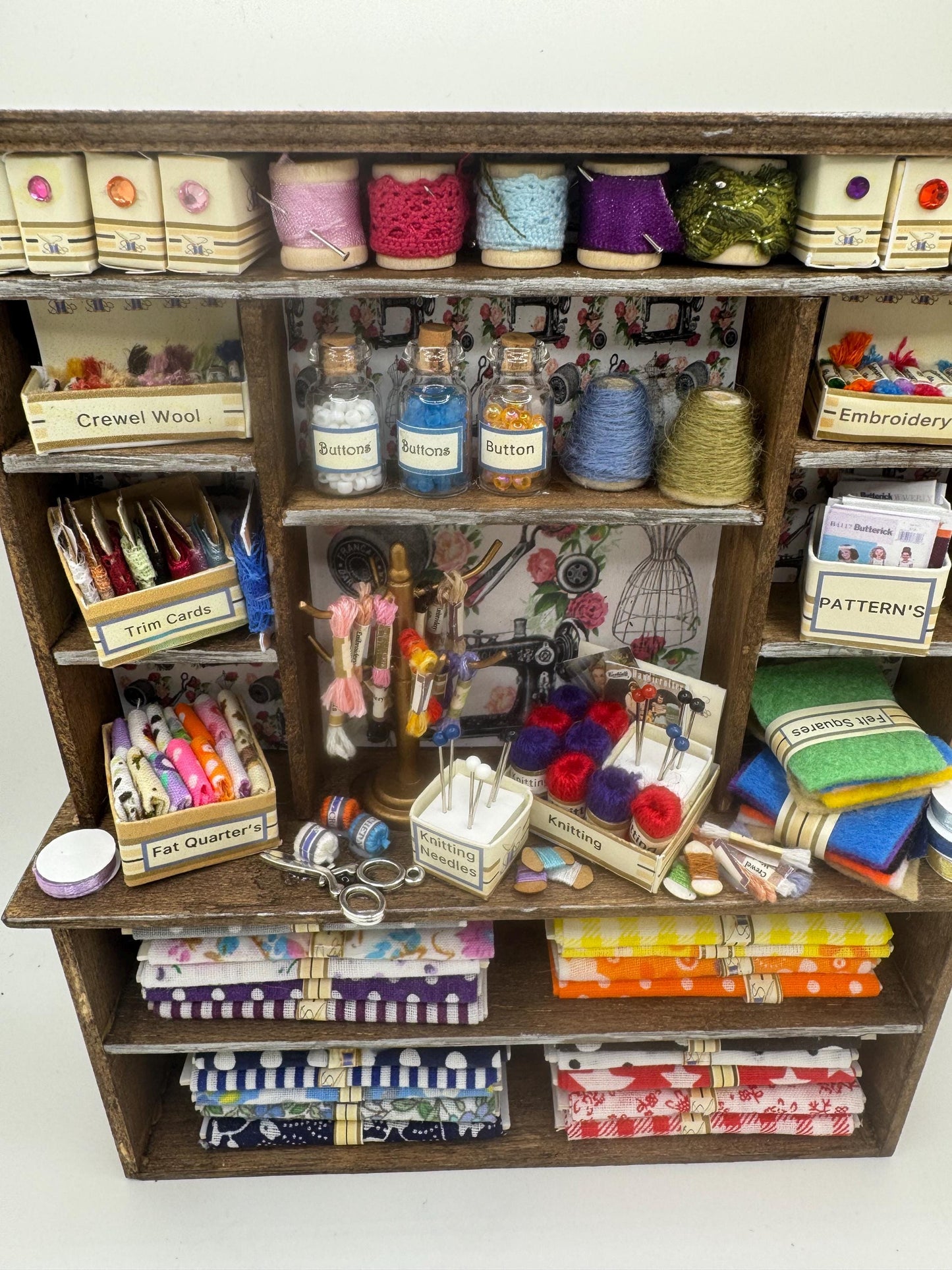 Dolls House Miniatures - 1/12th  - Haberdashery Sewing Dresser / Hutch