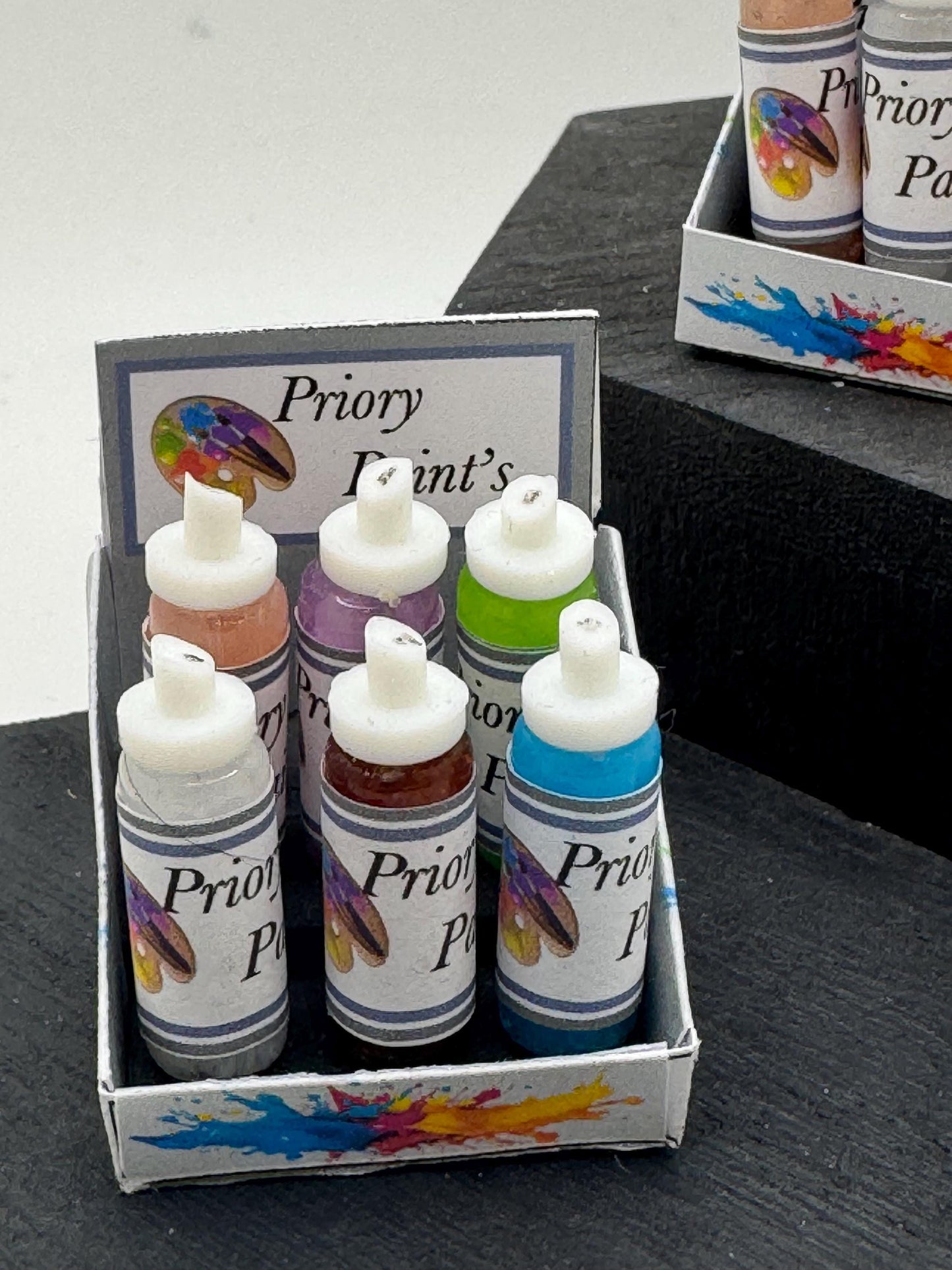 Dolls House Miniatures -  Paint Bottle Counter  Display x1