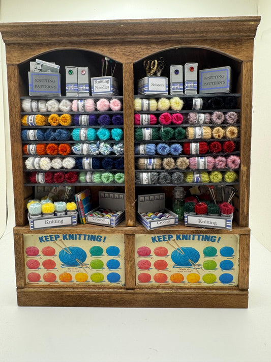 Dolls House Miniatures - 1/12th  - Knitting Wools Crochet  Shelf