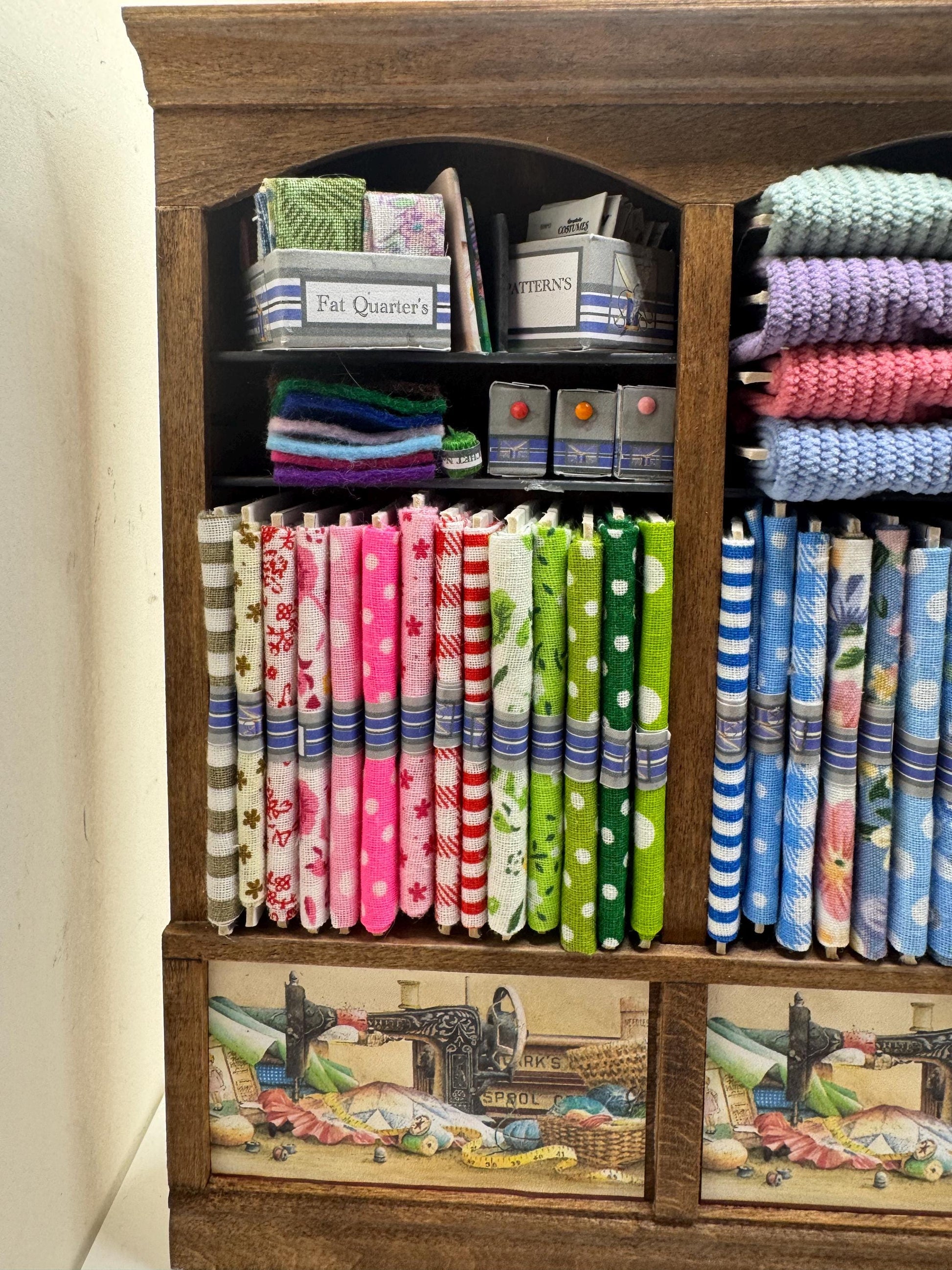 Dolls House Miniatures - 1/12th  - Haberdashery Sewing Shelf