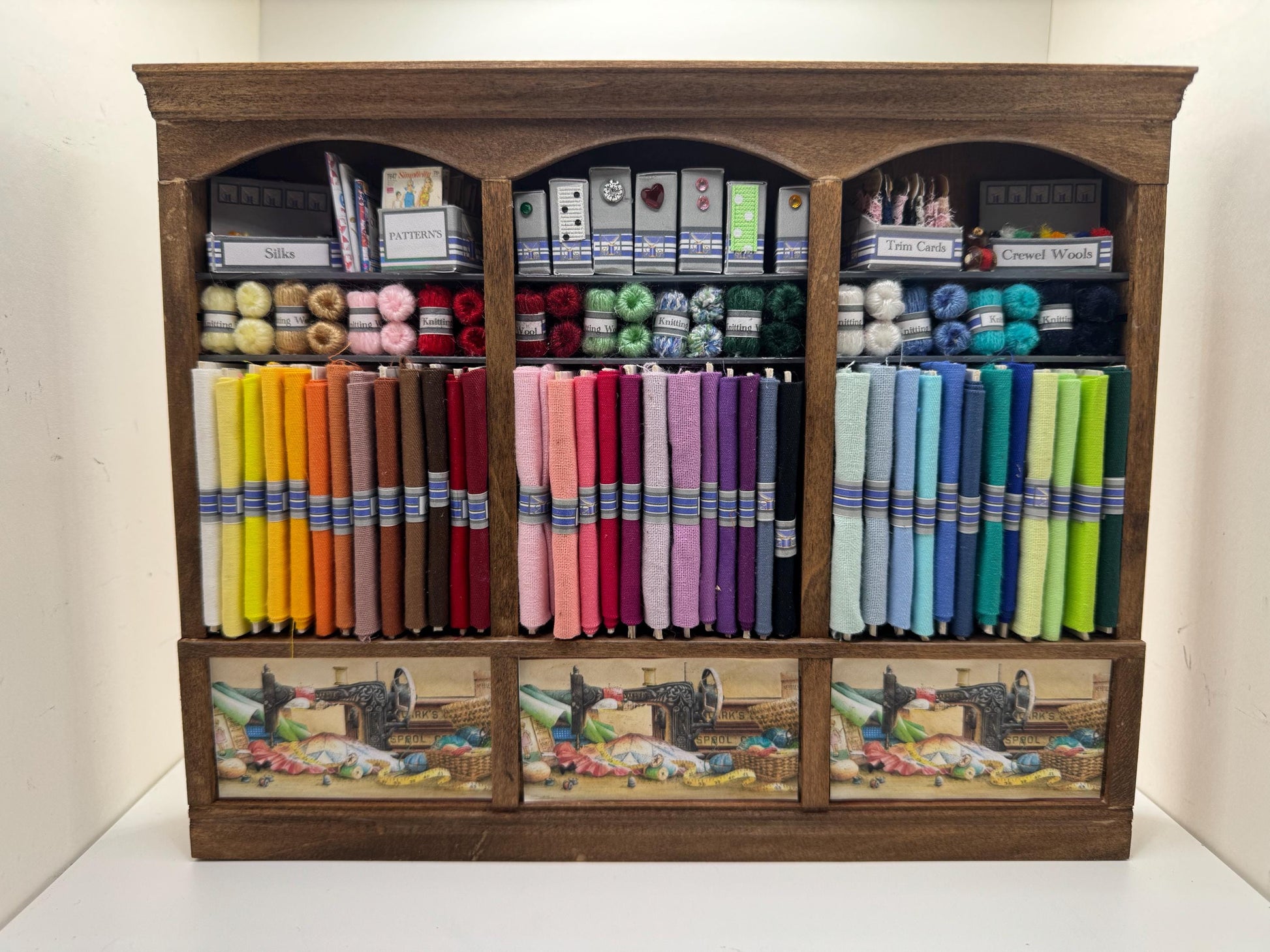 Dolls House Miniatures - 1/12th  - Haberdashery Sewing Shelf