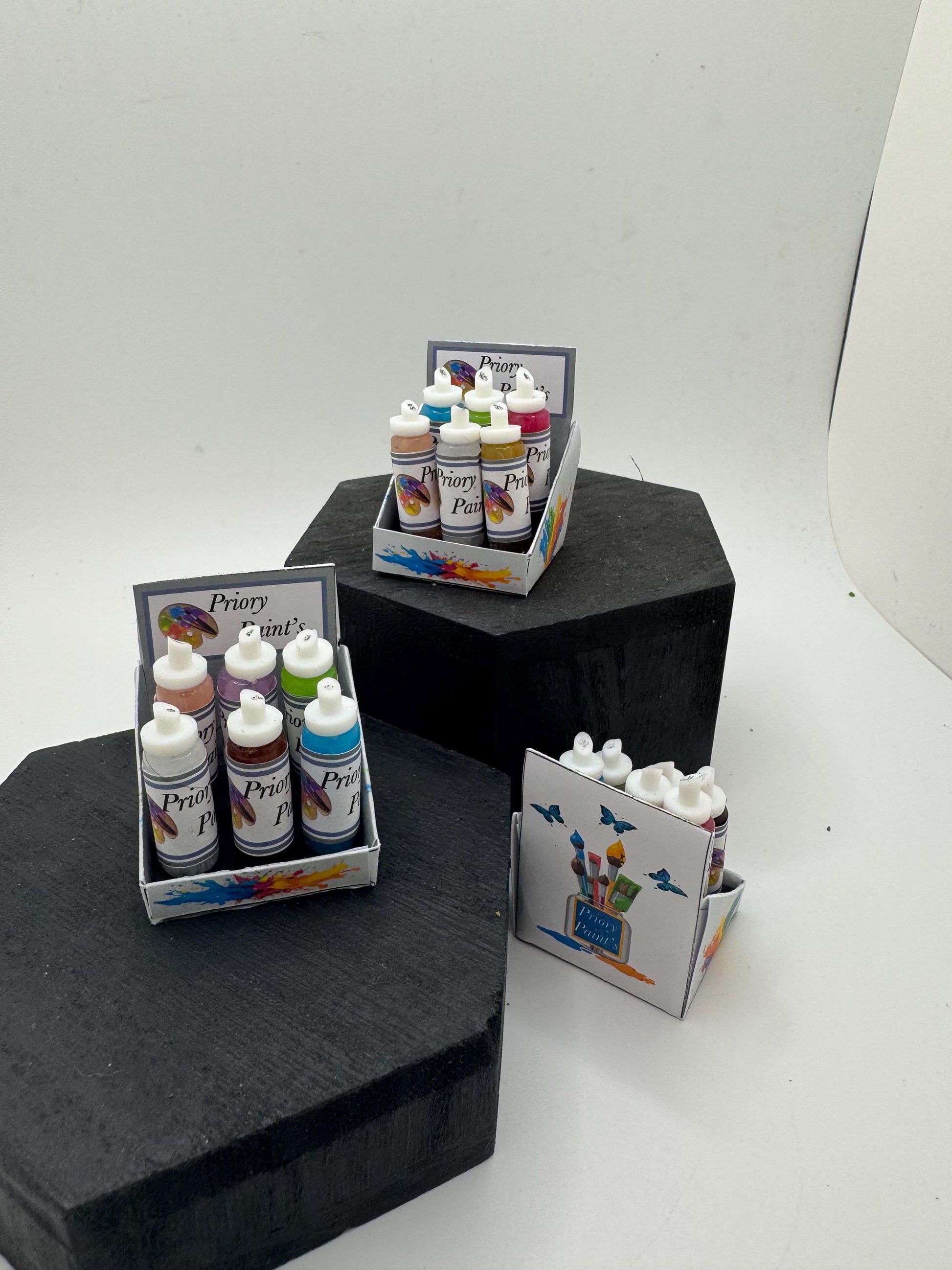 Dolls House Miniatures -  Paint Bottle Counter  Display x1