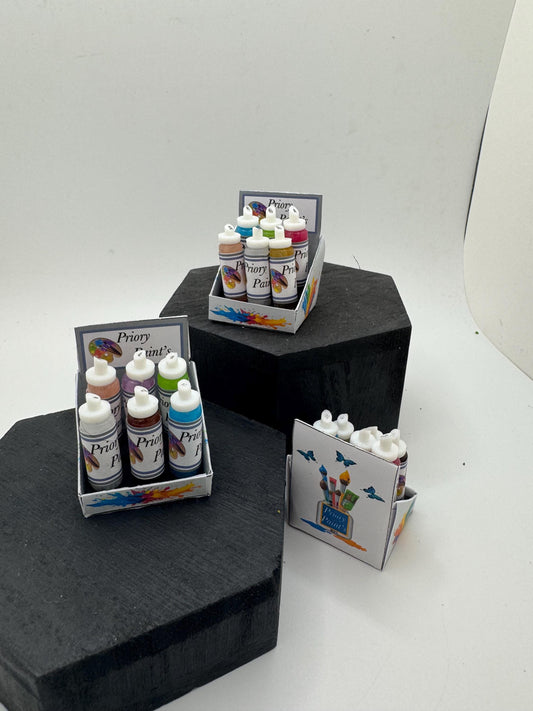 Dolls House Miniatures -  Paint Bottle Counter  Display x1