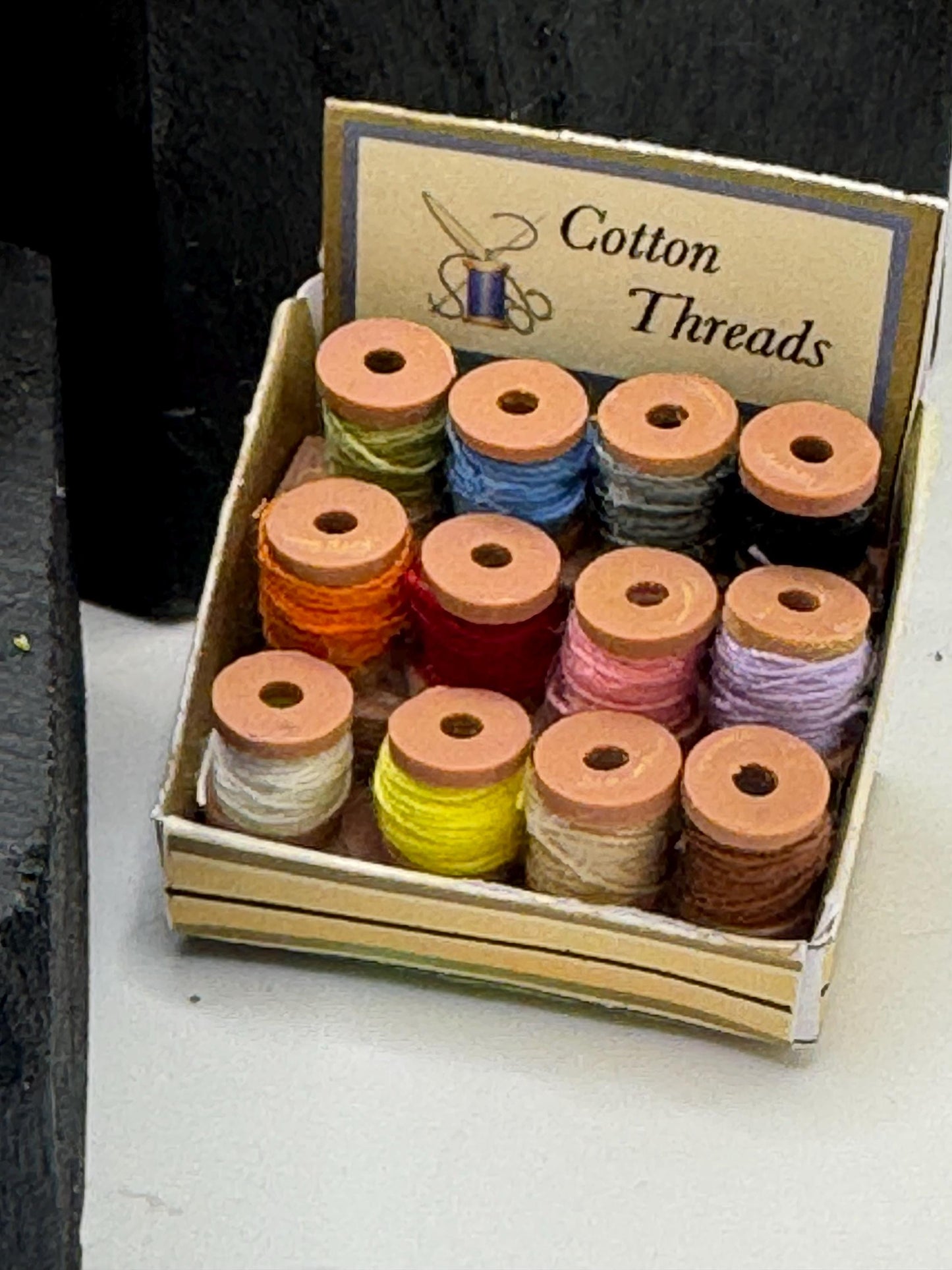 Dolls House Miniatures -  Cottons / threads Counter  Display x1 (2 options)