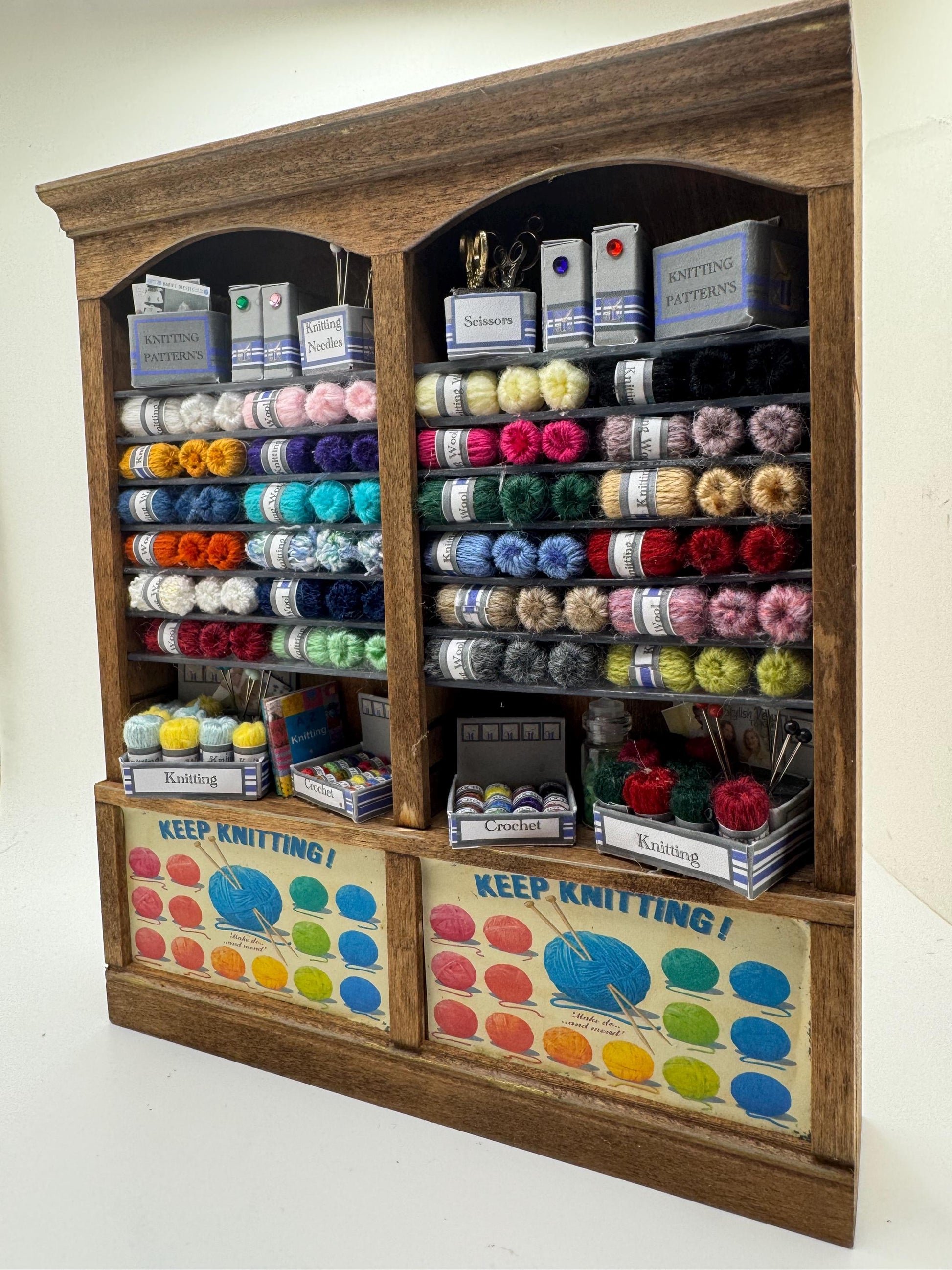 Dolls House Miniatures - 1/12th  - Knitting Wools Crochet  Shelf