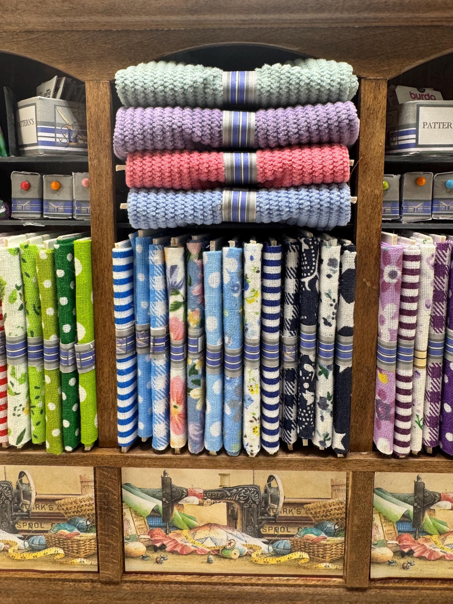 Dolls House Miniatures - 1/12th  - Haberdashery Sewing Shelf