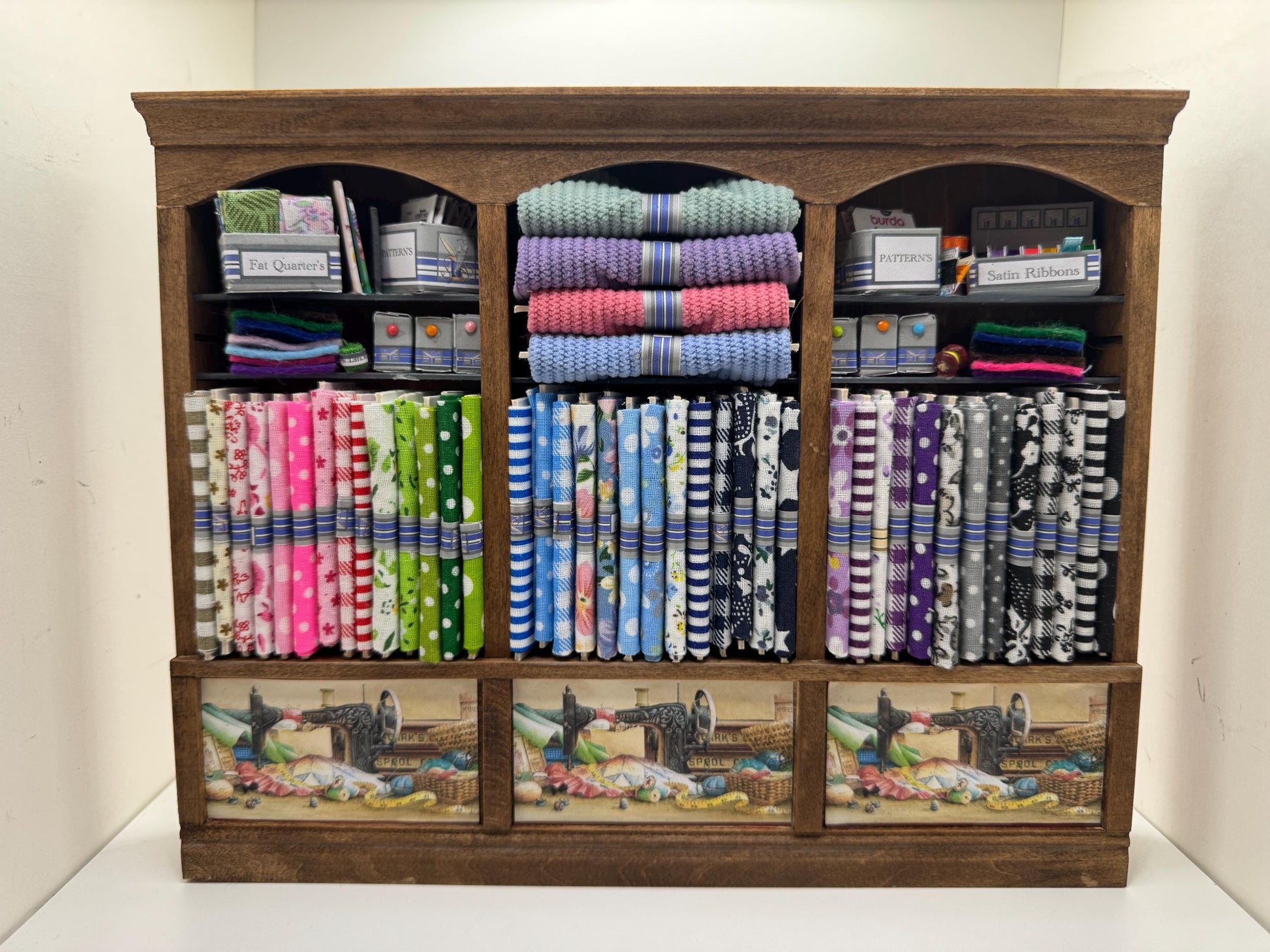 Dolls House Miniatures - 1/12th  - Haberdashery Sewing Shelf