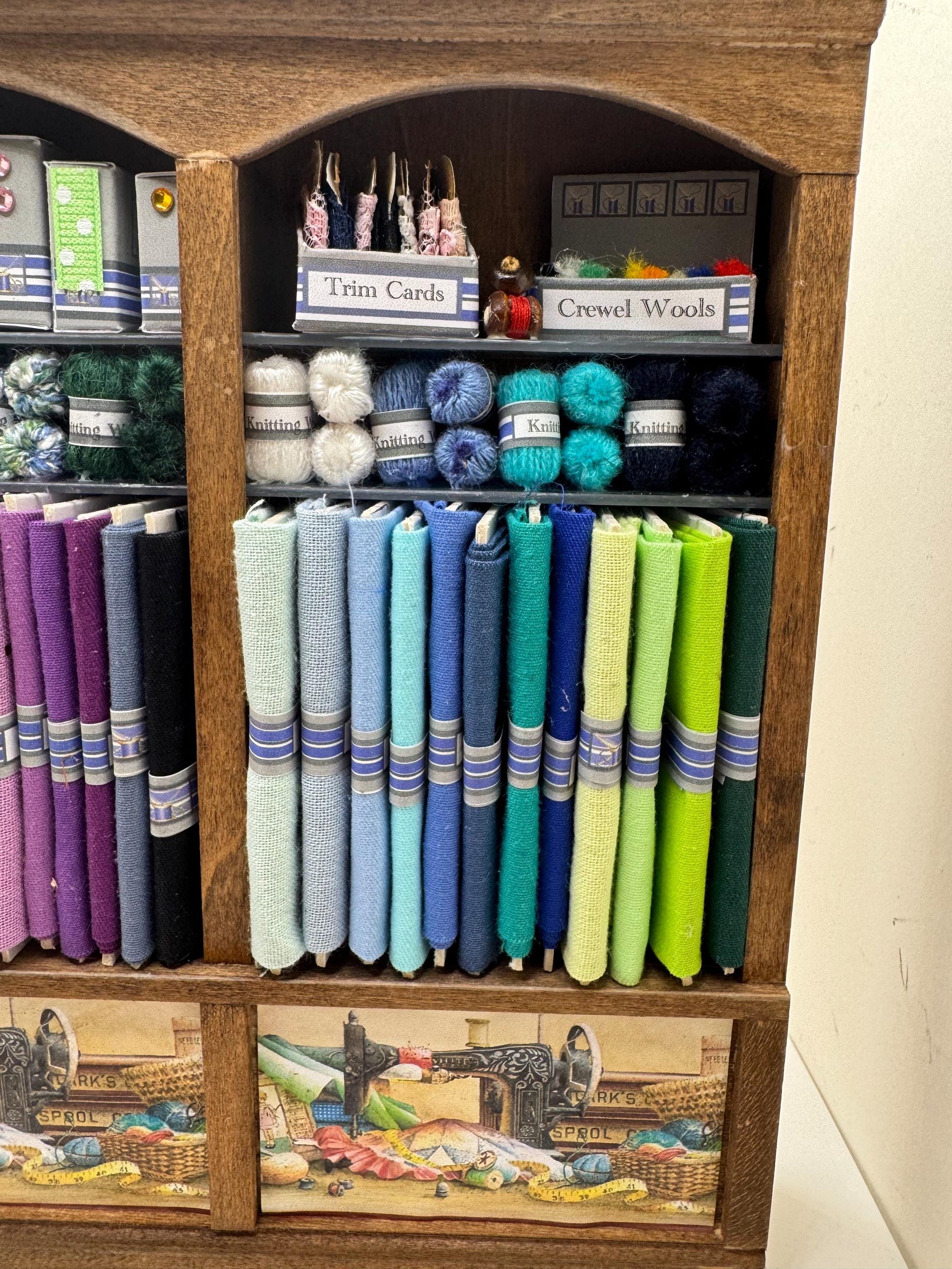 Dolls House Miniatures - 1/12th  - Haberdashery Sewing Shelf