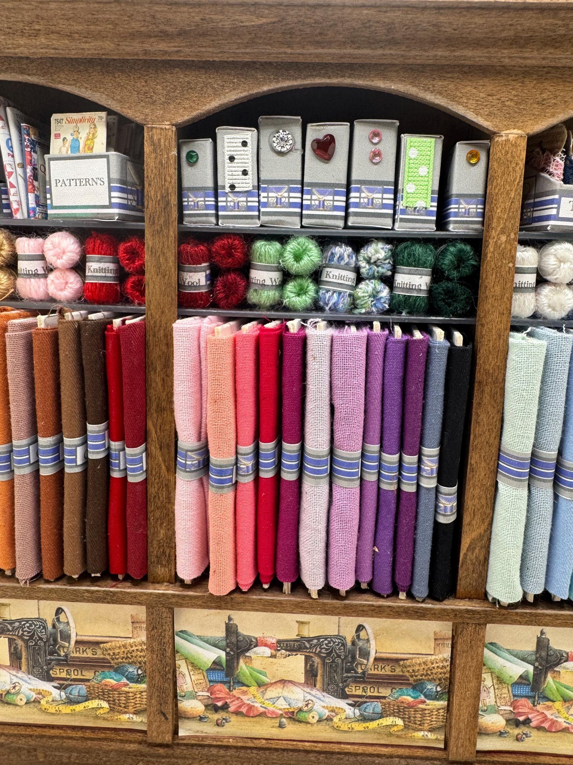 Dolls House Miniatures - 1/12th  - Haberdashery Sewing Shelf