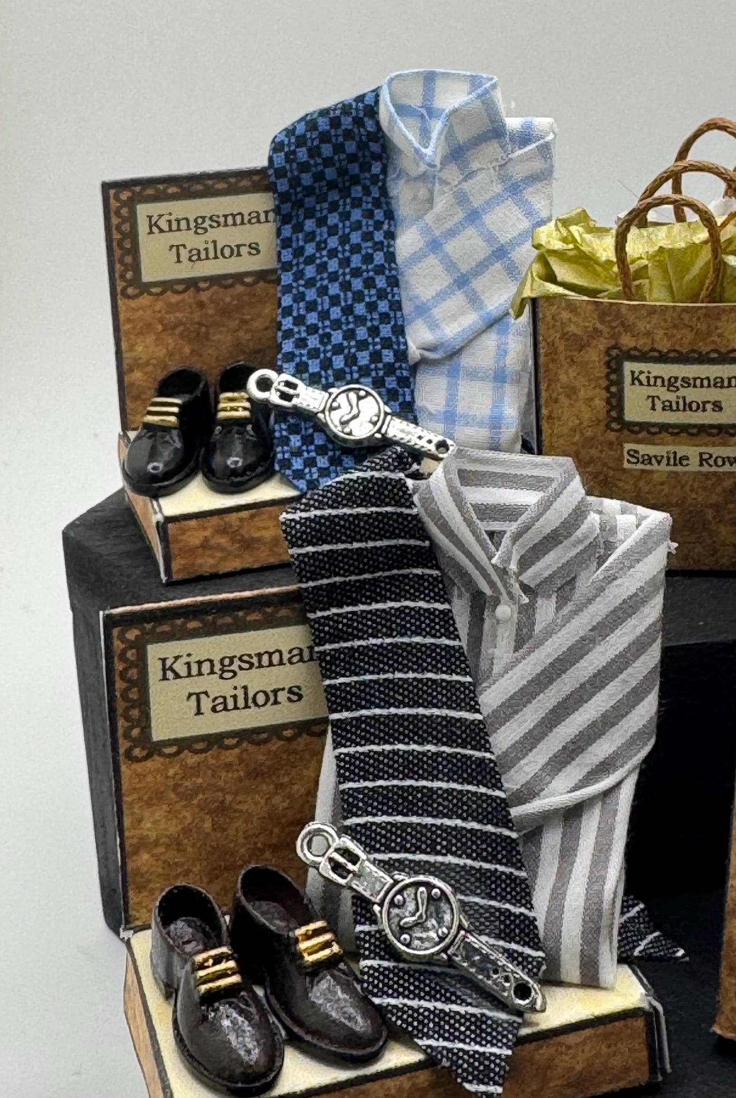 Dolls House Miniatures - 1/12th Kingsman’s Tailors Gentleman’s outfitters collection (various)