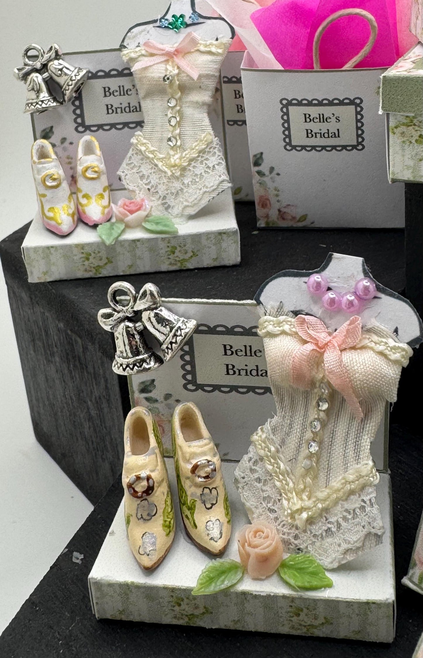 Dolls House Miniatures - 1/12th Belle’s Bridal  Wedding Boutique collection (various)