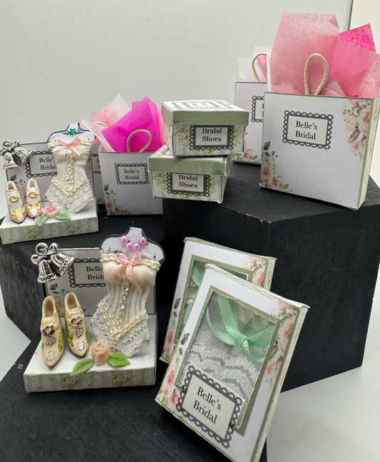 Dolls House Miniatures - 1/12th Belle’s Bridal  Wedding Boutique collection (various)