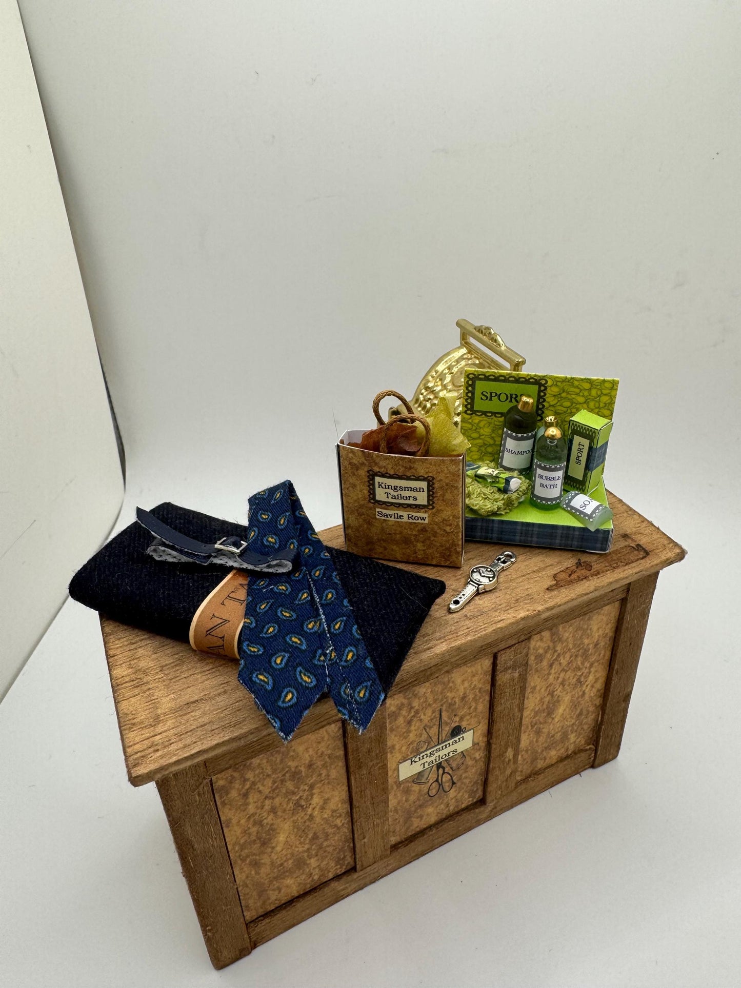 Dolls House Miniatures - Hand Made 1/12th  -  Gentlemans outfitters / shirt shop shelves (various)