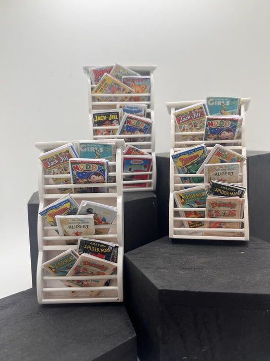 Dolls House Miniatures - 1/12th  - children's comics wall book rack x1