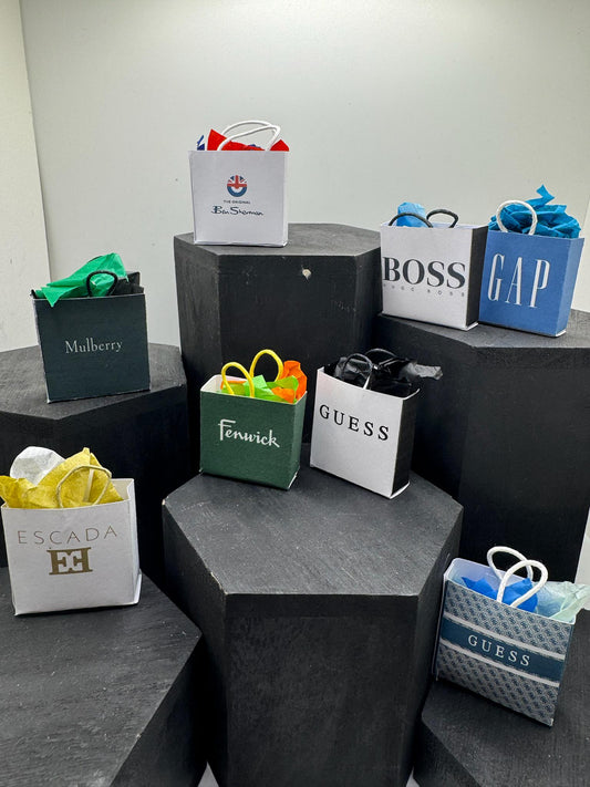 Dolls House Miniatures- 1/12th Shopping Bags x8 - SET 1 - Fashion