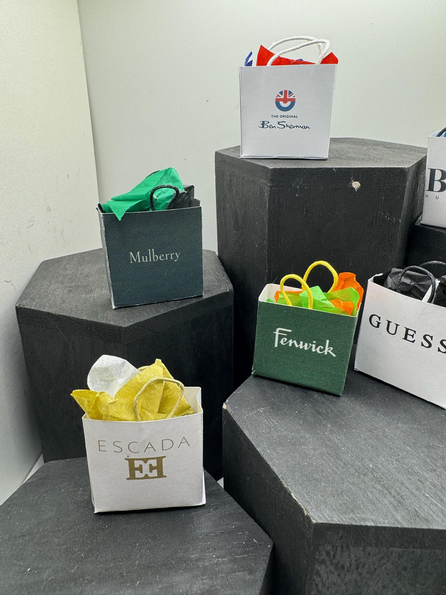 Dolls House Miniatures- 1/12th Shopping Bags x8 - SET 1 - Fashion