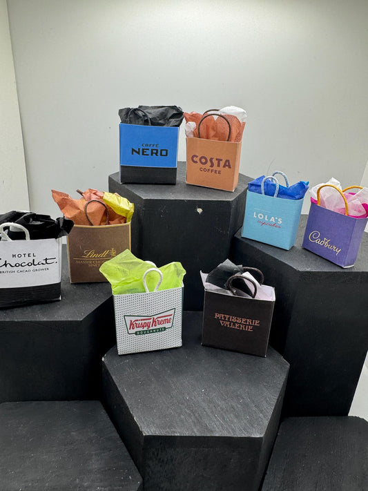 Dolls House Miniatures- 1/12th Shopping Bags x8 - SET 9 - Food