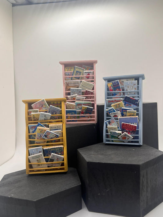 Dolls House Miniatures - 1/12th  - children's books wall book rack x1