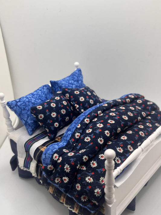 Dolls House Dressed 1/12th Double Bed - Betty