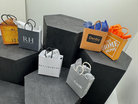 Dolls House Miniatures- 1/12th Shopping Bags x6 - SET 23 - Homewares