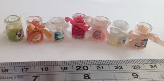Dolls House Miniatures - 1/12th Medium candle jar x 1 (assorted colours)